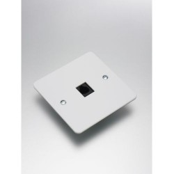 Rako WP CON Single gang wired connection plate with an RJ11 socket Complete with white plastic cover plate