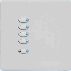 Mode Evolution Ellipse Switch Plate - White (5 White Buttons, Single Gang, excluding Fascia Plate)