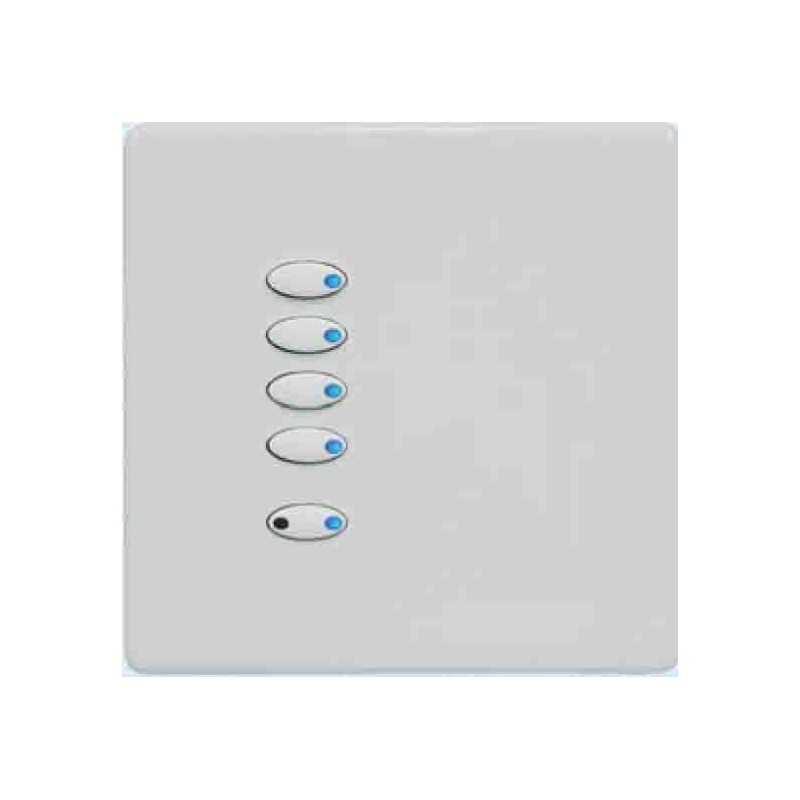 Mode Evolution Switch Plate - White (5 White Buttons, Single Gang, excluding Fascia Plate)