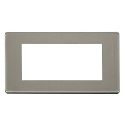 DEF-100BS Screwless Brushed stainless double gang euro frame