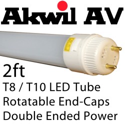 Akwil T8 / T10 - 2FT 9W LED Tubes - 96 x LED 3014 - Direct Retrofit Replacement for Compact Fluorescent Tubes T8 - T10