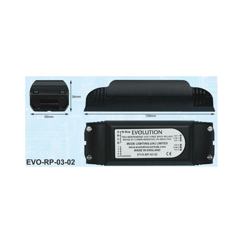Mode EVO-RP-03-02 Evolution Relay Unit (Two SPCO Relays of 3 Amps Resistive or Inductive)