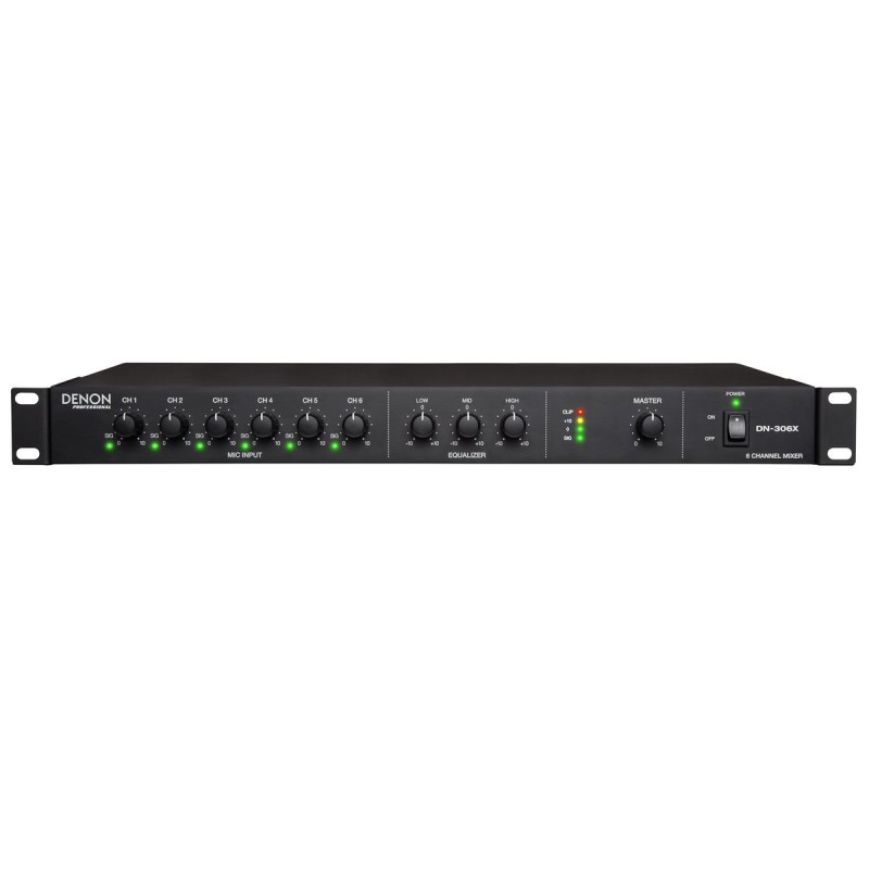 DENON DN306X 6 Channel Rackmount Audio Mixer with EQ and Priority