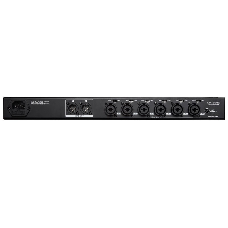 DENON DN306X 6 Channel Rackmount Audio Mixer with EQ and Priority